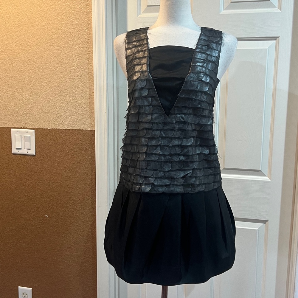 Fumblinfoe Elegant Black Sleeveless Mini Cocktail Dress